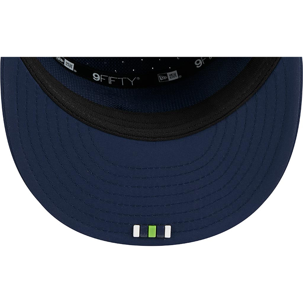 NFL Seattle Seahawks New Era 2025 Sideline 9FIFTY Split Panel Snapback Hat - Navy