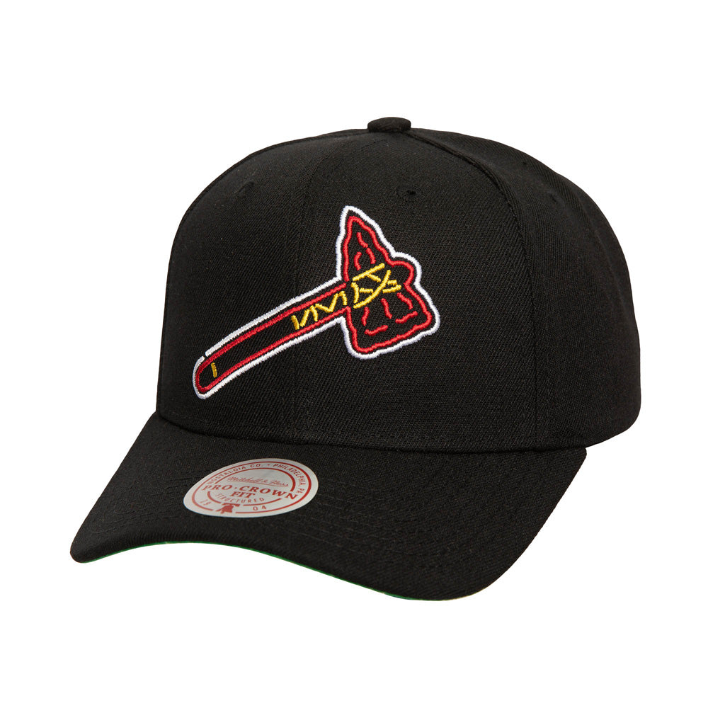 MLB Atlanta Braves Mitchell &amp; Ness Neon Logo Pro Snapback Hat - Black