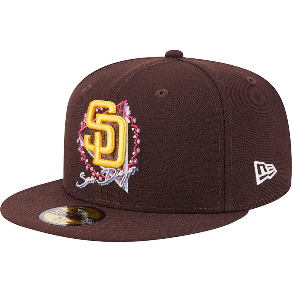 MLB San Diego Padres New Era Neon 59FIFTY Fitted Hat - Brown
