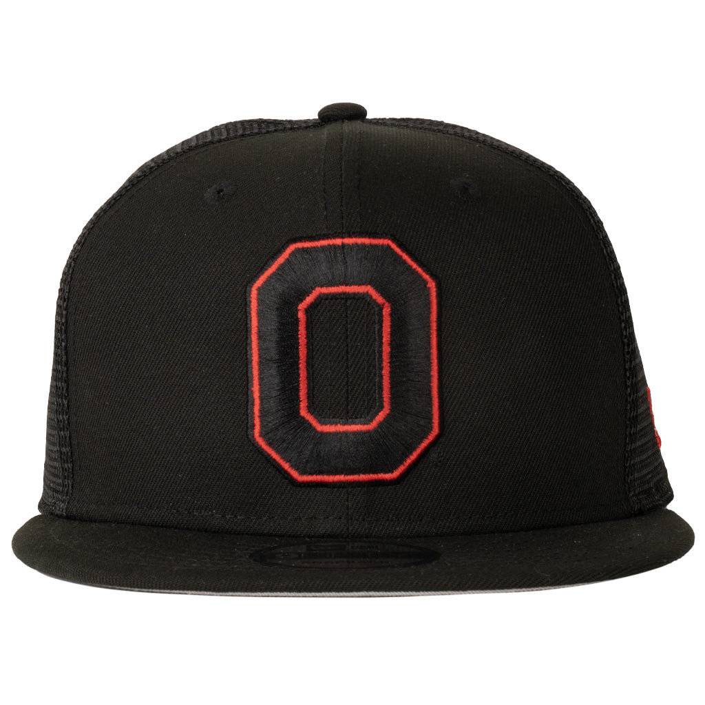 NCAA Ohio State Buckeyes New Era Shadowline 9FIFTY Snapback Trucker Hat - Black