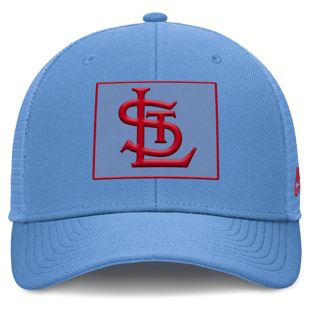 MLB St. Louis Cardinals Nike Cooperstown Square Patch Trucker Snapback Hat - Blue