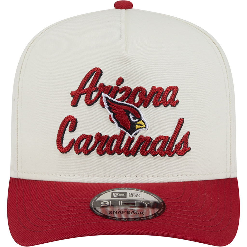 NFL Arizona Cardinals New Era Chainstitch Two-Tone 9FIFTY A-Frame Snapback Hat - Cream