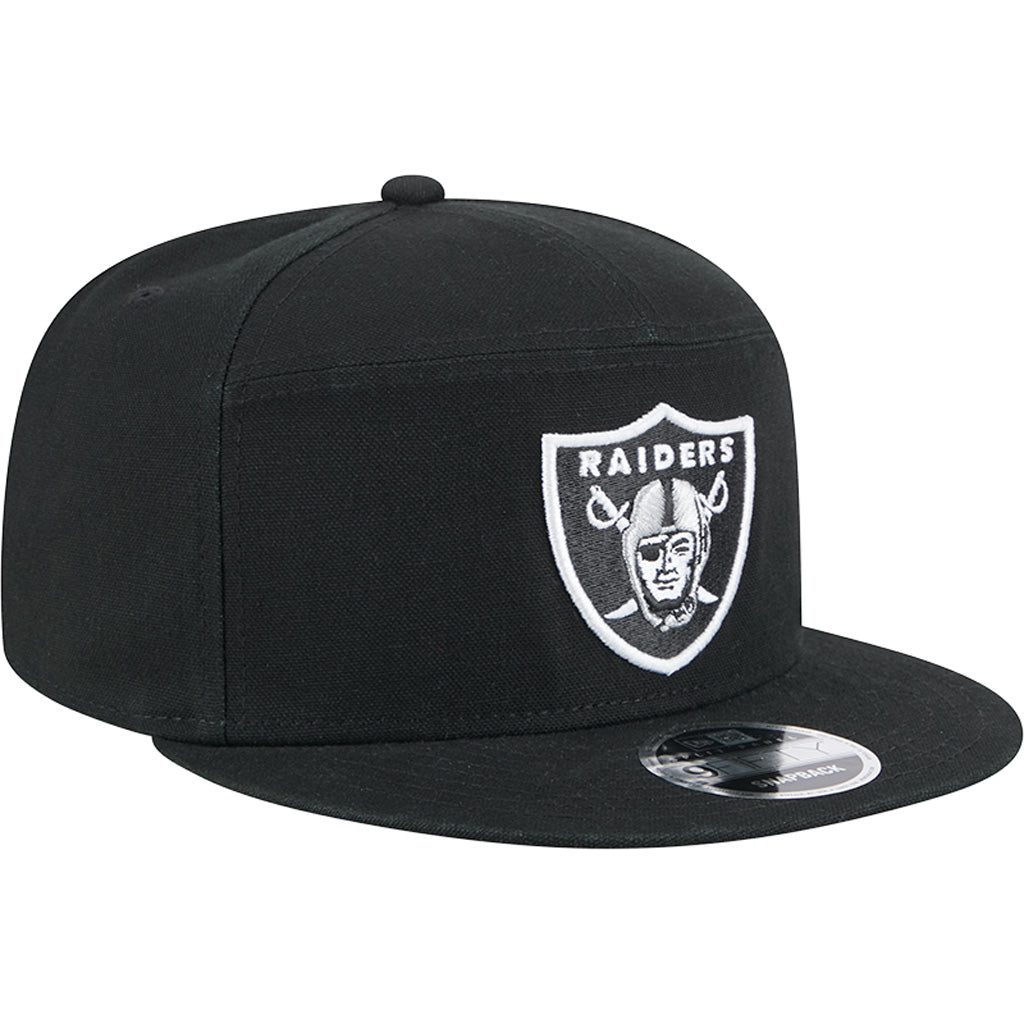 NFL Las Vegas Raiders Cotton Canvas 9FIFTY Split Panel Snapback Hat - Black