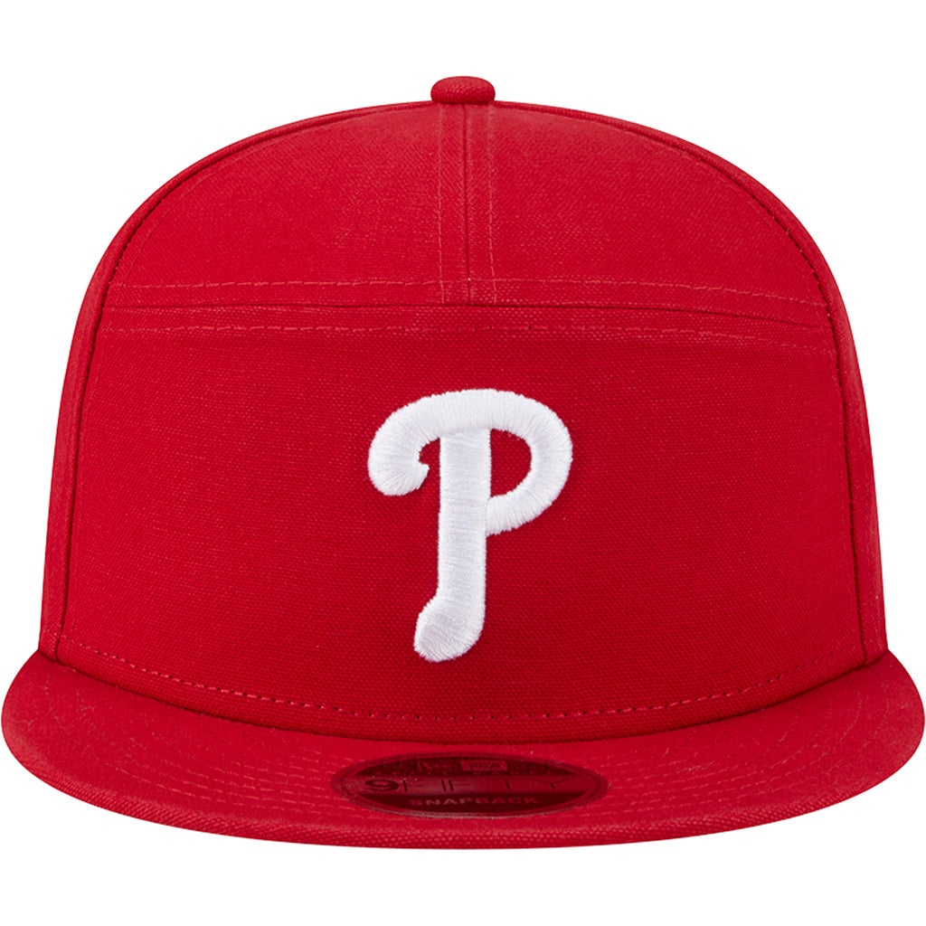 MLB Philadelphia Phillies Cotton Canvas 9FIFTY Split Panel Snapback Hat - Red
