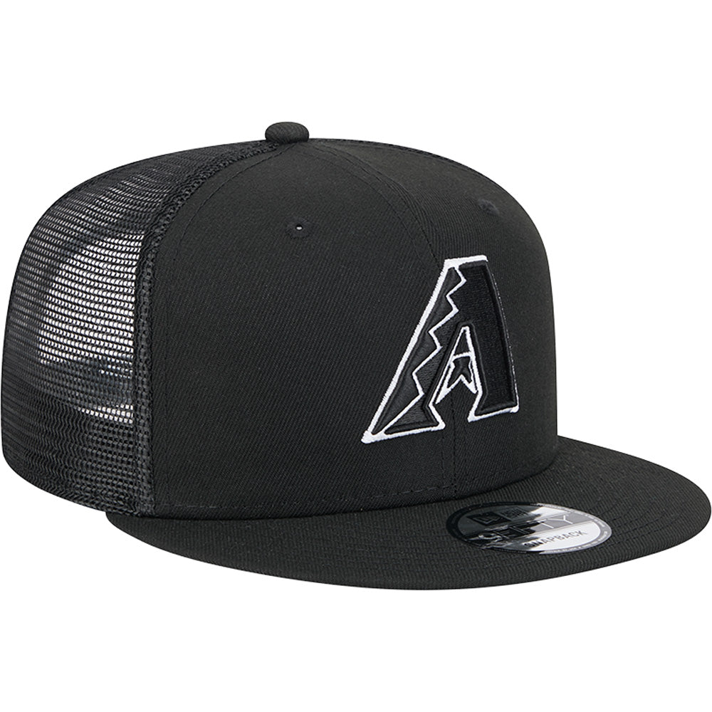 MLB Arizona Diamondbacks New Era Black & White 9FIFTY Snapback Trucker Hat - Black