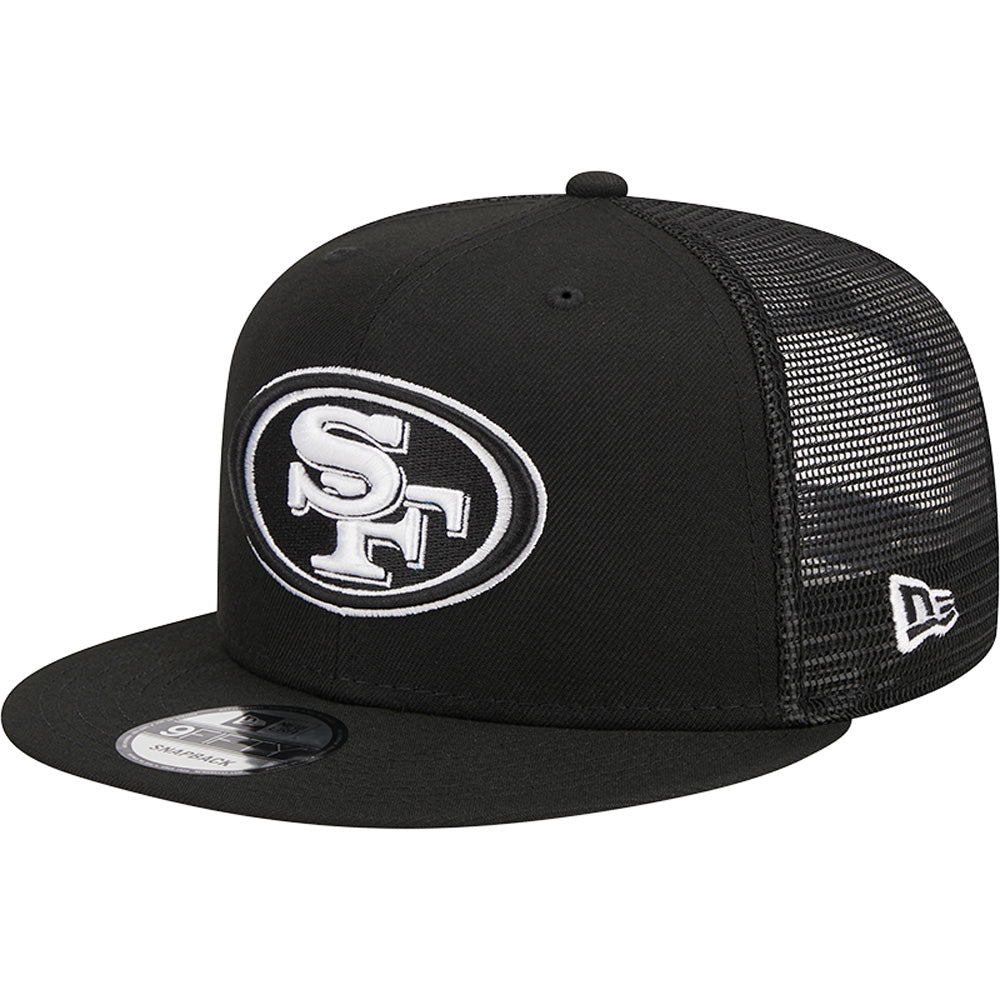 NFL San Francisco 49ers New Era Black & White 9FIFTY Snapback Trucker Hat - Black