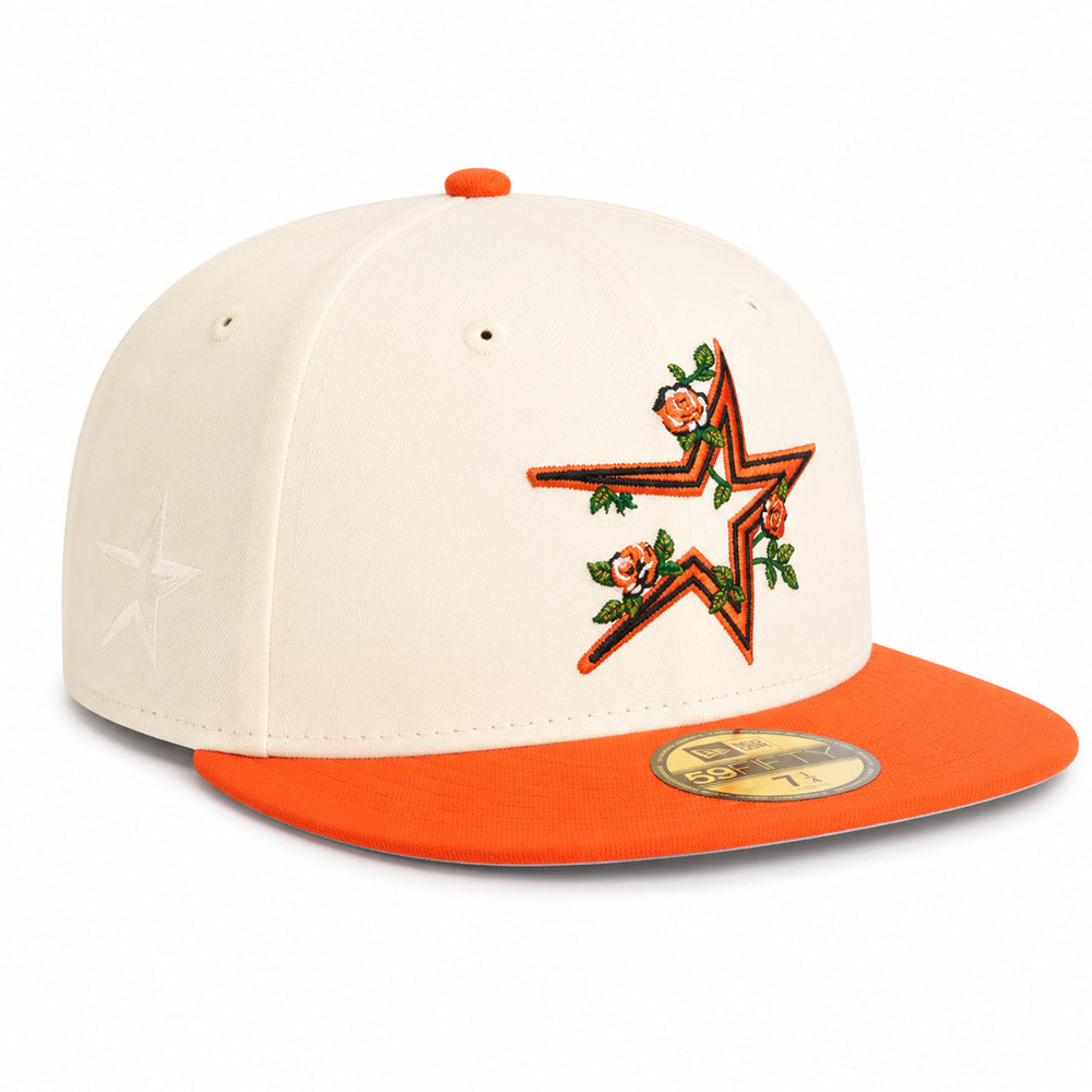 MLB Houston Astros New Era Two-Tone Summer Flower 59FIFTY Fitted Hat - Cream