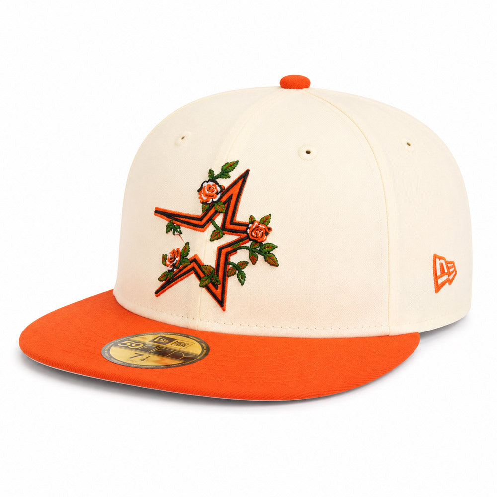 MLB Houston Astros New Era Two-Tone Summer Flower 59FIFTY Fitted Hat - Cream