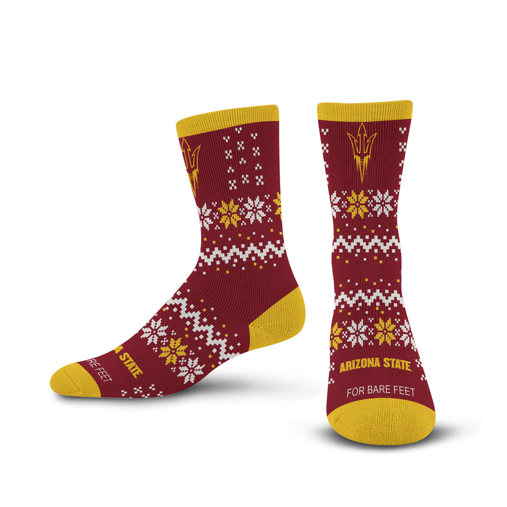 NCAA Arizona State Sun Devils For Bare Feet Team Sweater Socks - Maroon