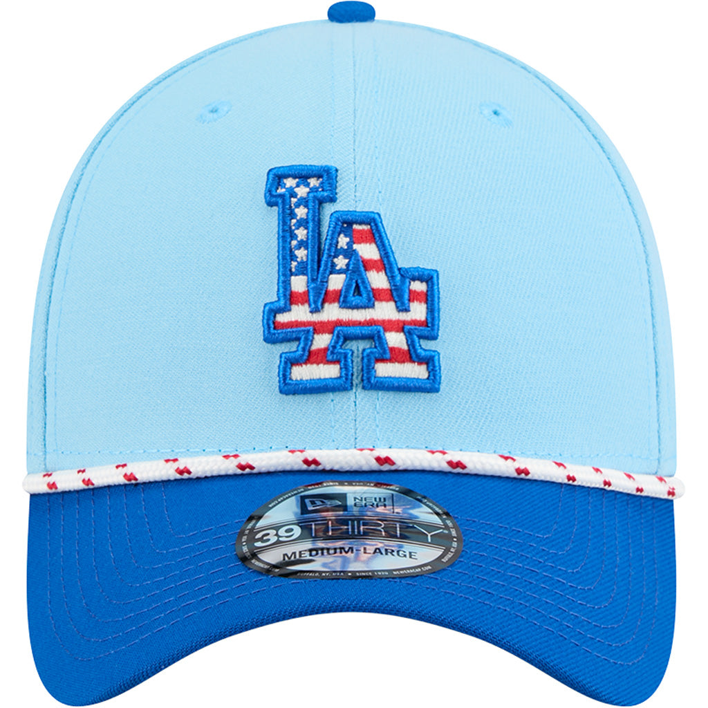 MLB Los Angeles Dodgers New Era 2025 4th of July 39THIRTY Flex Fit Hat - Light Blue