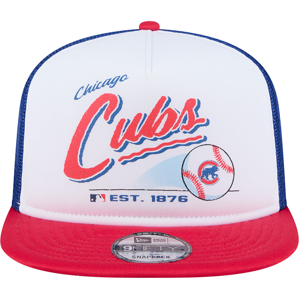MLB Chicago Cubs New Era Retro Script 9FIFTY A-Frame Snapback Hat - White