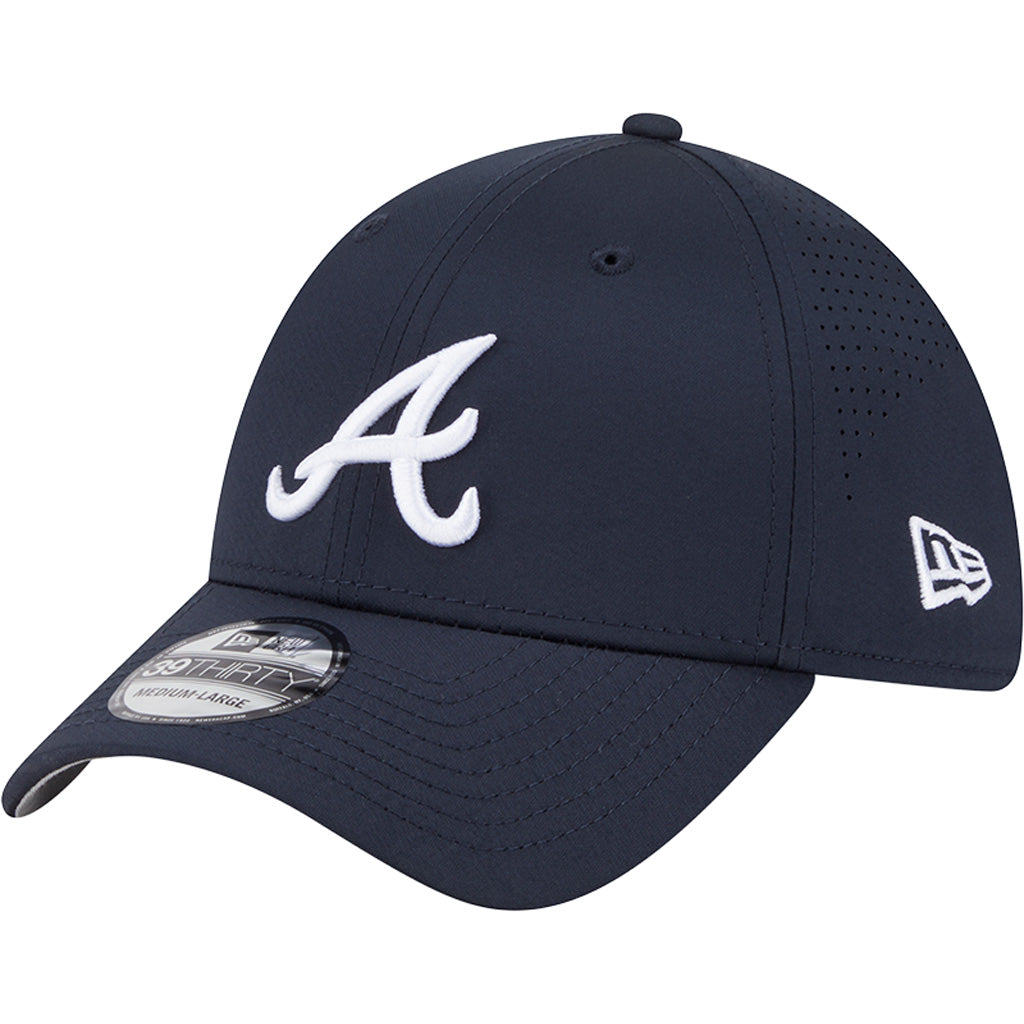 MLB Atlanta Braves New Era Mid Perf 39THIRTY Flex Fit Hat - Navy