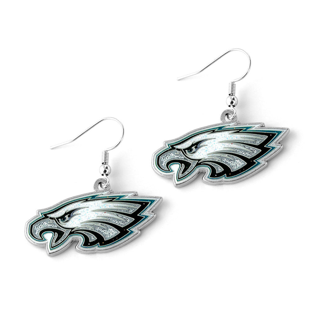NFL Philadelphia Eagles Aminco Glitter Dazzler Earrings - White