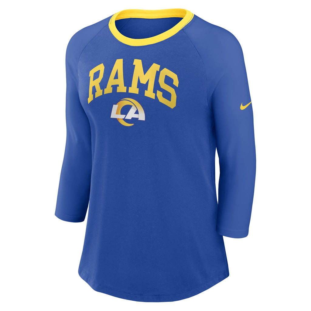 NFL Los Angeles Rams Women's Nike Fashion 3/4 Sleeve T-Shirt - Blue