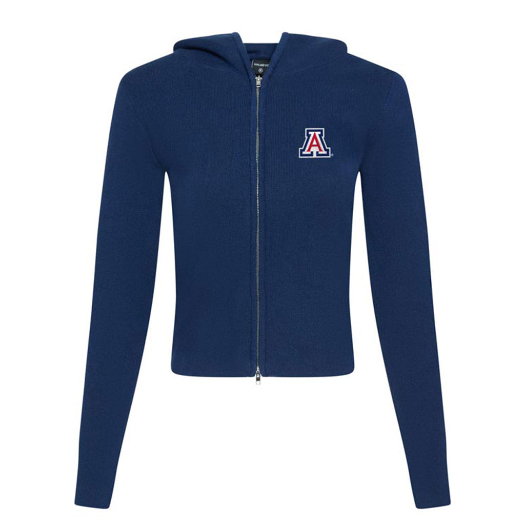 NCAA Arizona Wildcats Women's Hype & Vice Primary Rib Full Zip Crop Hoodie - Navy