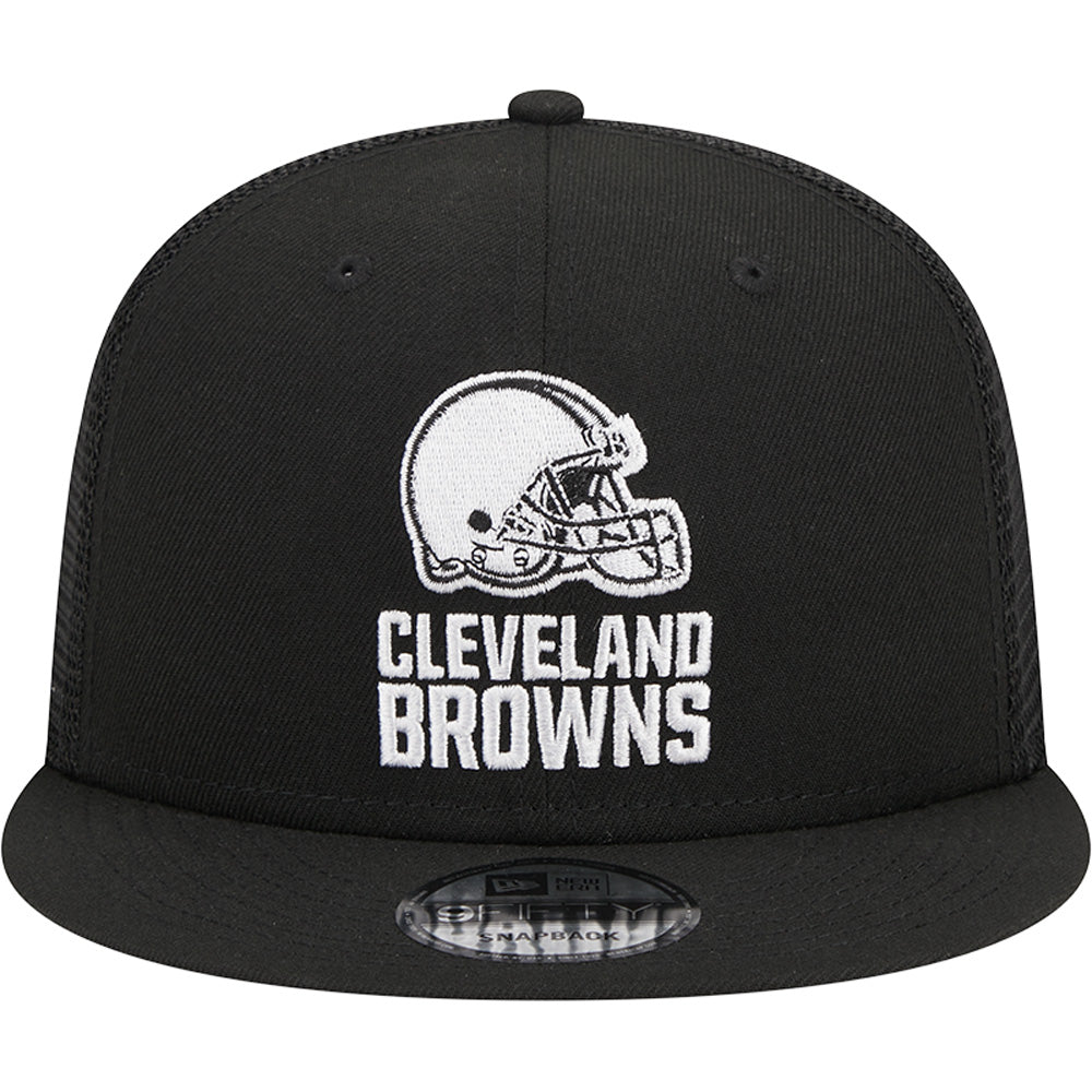 NFL Cleveland Browns New Era Black & White Trucker 9FIFTY Snapback Hat - Black
