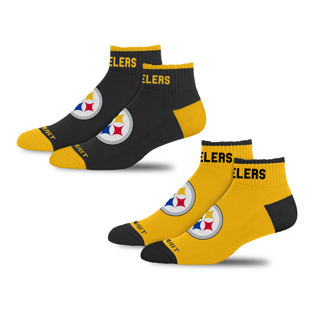 NFL Pittsburgh Steelers For Bare Feet Front & Center 2-Pack Socks - Black & Yellow