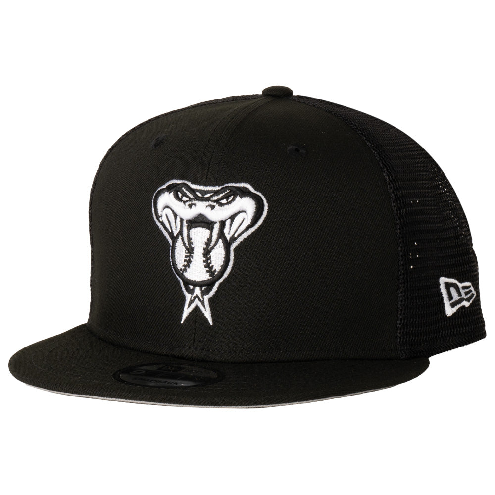 MLB Arizona Diamondbacks New Era Snake Black & White Trucker 9FIFTY Snapback Hat - Black