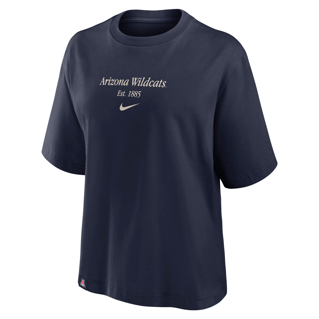 NCAA Arizona Wildcats Women's Nike Established Tag Boxy T-Shirt - Navy