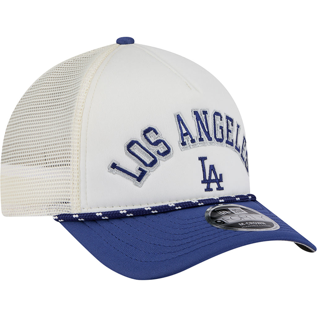 MLB Los Angeles Dodgers New Era Arch Logo 9FORTY M-Crown Snapback Trucker Hat - Chrome