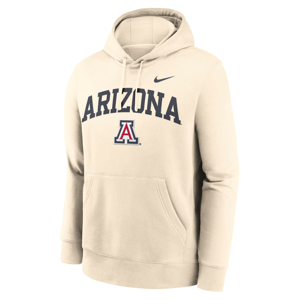 NCAA Arizona Wildcats Nike Arch Wordmark Fleece Hoodie - Natural