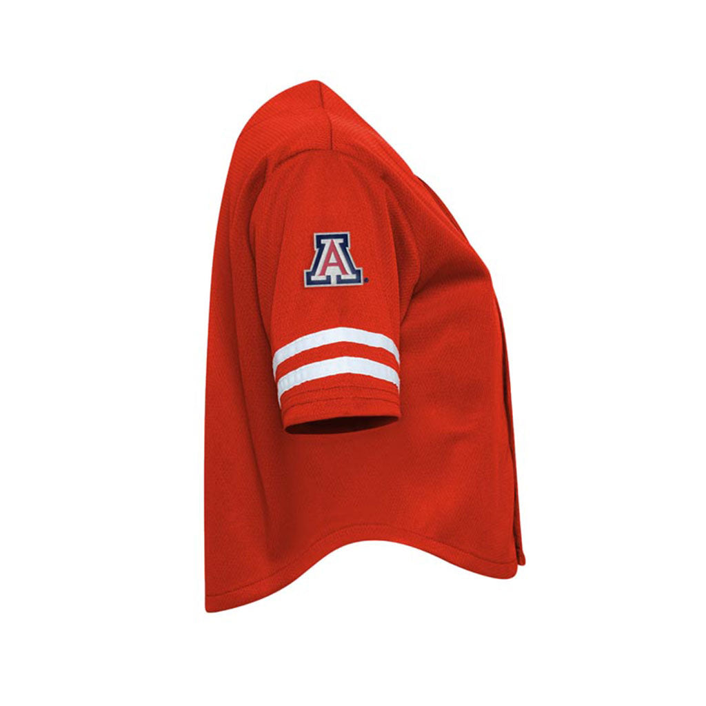 NCAA Arizona Wildcats Women's Hype & Vice Cropped Baseball Jersey Top - Red