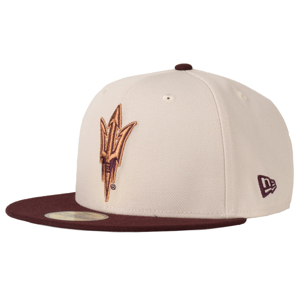 NCAA Arizona State Sun Devils New Era Two-Tone Fork 59FIFTY Fitted Hat - Stone