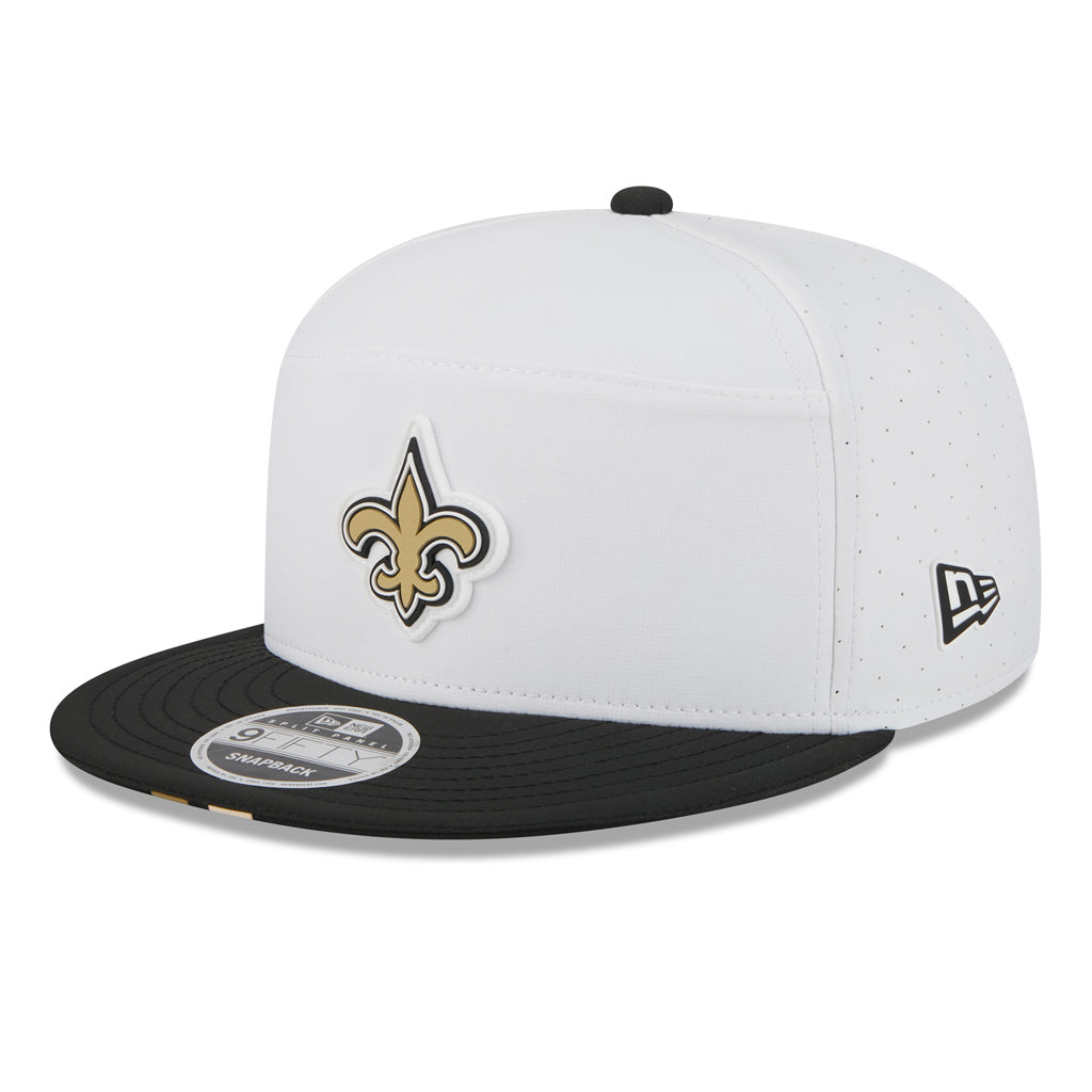 NFL New Orleans Saints New Era 2025 Training 9FIFTY Split Panel Snapback Hat - White