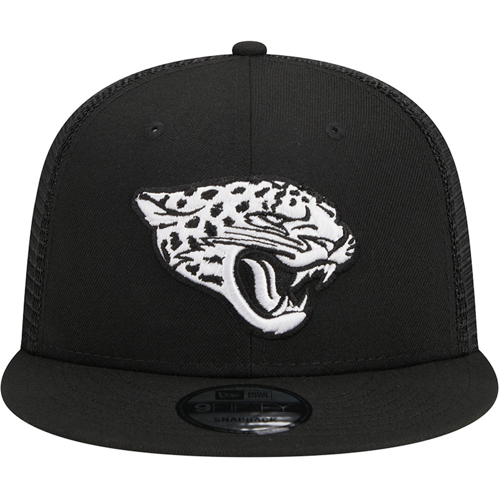 NFL Jacksonville Jaguars New Era Black & White Trucker 9FIFTY Snapback Hat - Black
