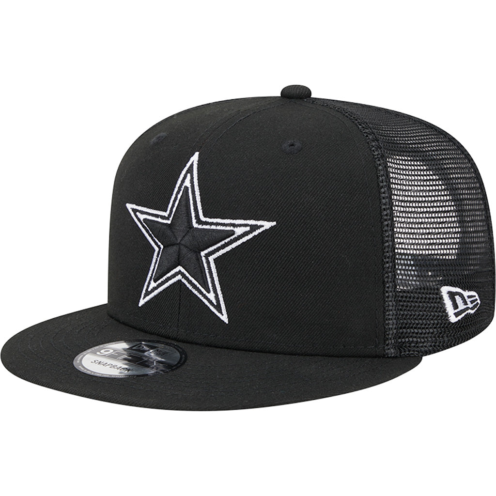 NFL Dallas Cowboys New Era Black & White Trucker 9FIFTY Snapback Hat - Black