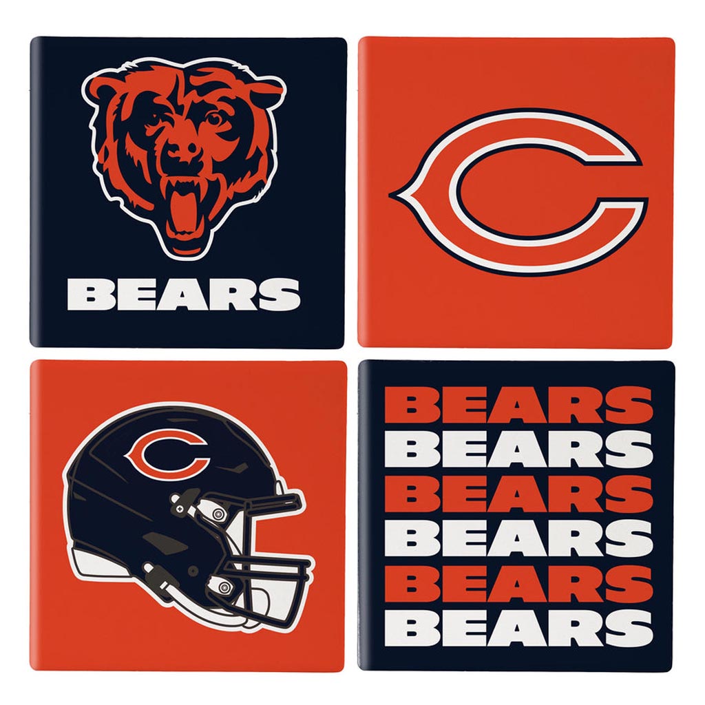NFL Chicago Bears Evergreen 4-Pack Ceramic Coaster Set