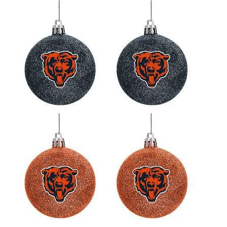 NFL Chicago Bears FOCO 4-Pack Glitter Ornament Set