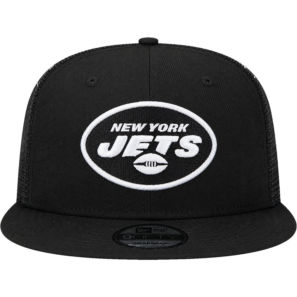 NFL New York Jets New Era Throwback Black & White 9FIFTY Snapback Trucker Hat - Black