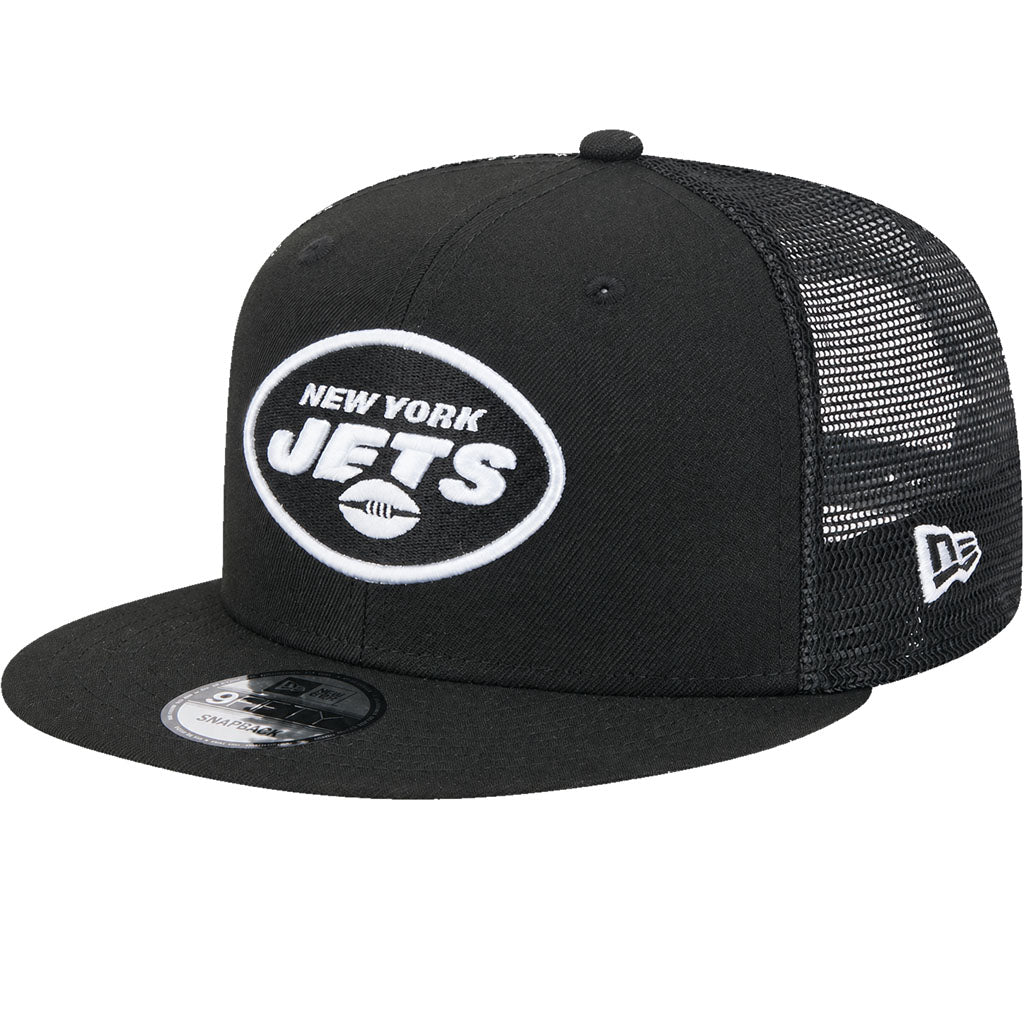 NFL New York Jets New Era Throwback Black & White 9FIFTY Snapback Trucker Hat - Black