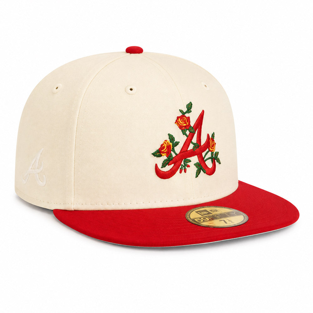 MLB Atlanta Braves New Era Two-Tone Summer Flower 59FIFTY Fitted Hat - Cream