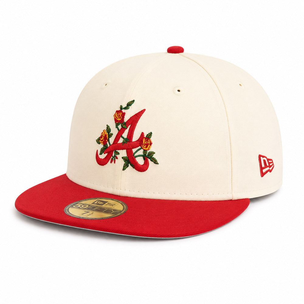 MLB Atlanta Braves New Era Two-Tone Summer Flower 59FIFTY Fitted Hat - Cream