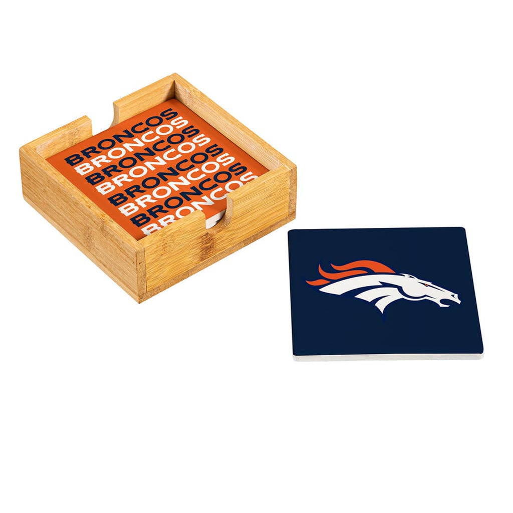 NFL Denver Broncos Evergreen 4-Pack Ceramic Coaster Set