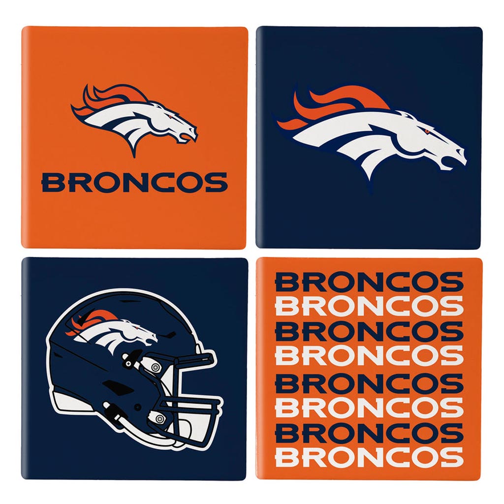 NFL Denver Broncos Evergreen 4-Pack Ceramic Coaster Set