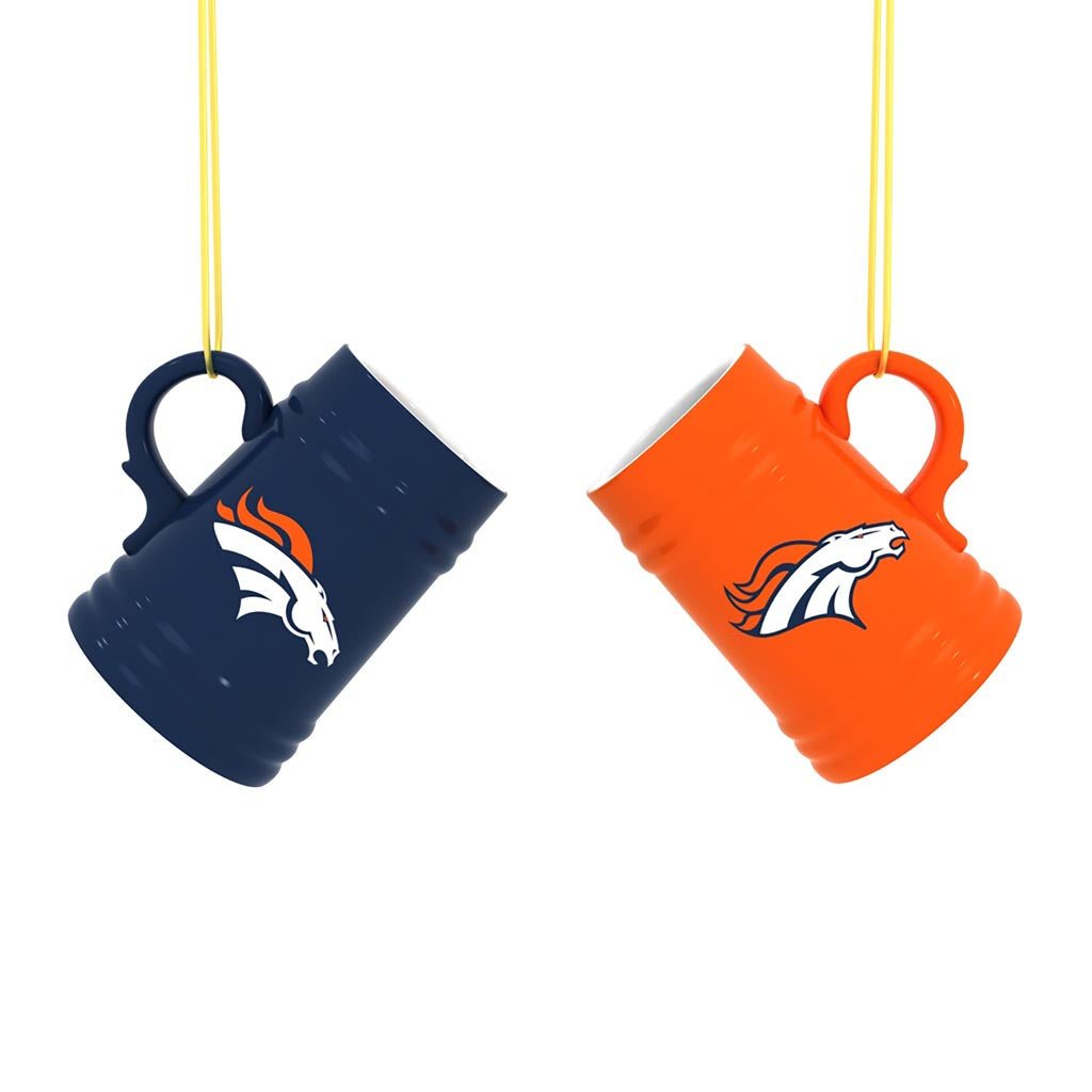 NFL Denver Broncos Evergreen Mini Stein 2-Pack, 3 oz Cup Set - Navy/Orange