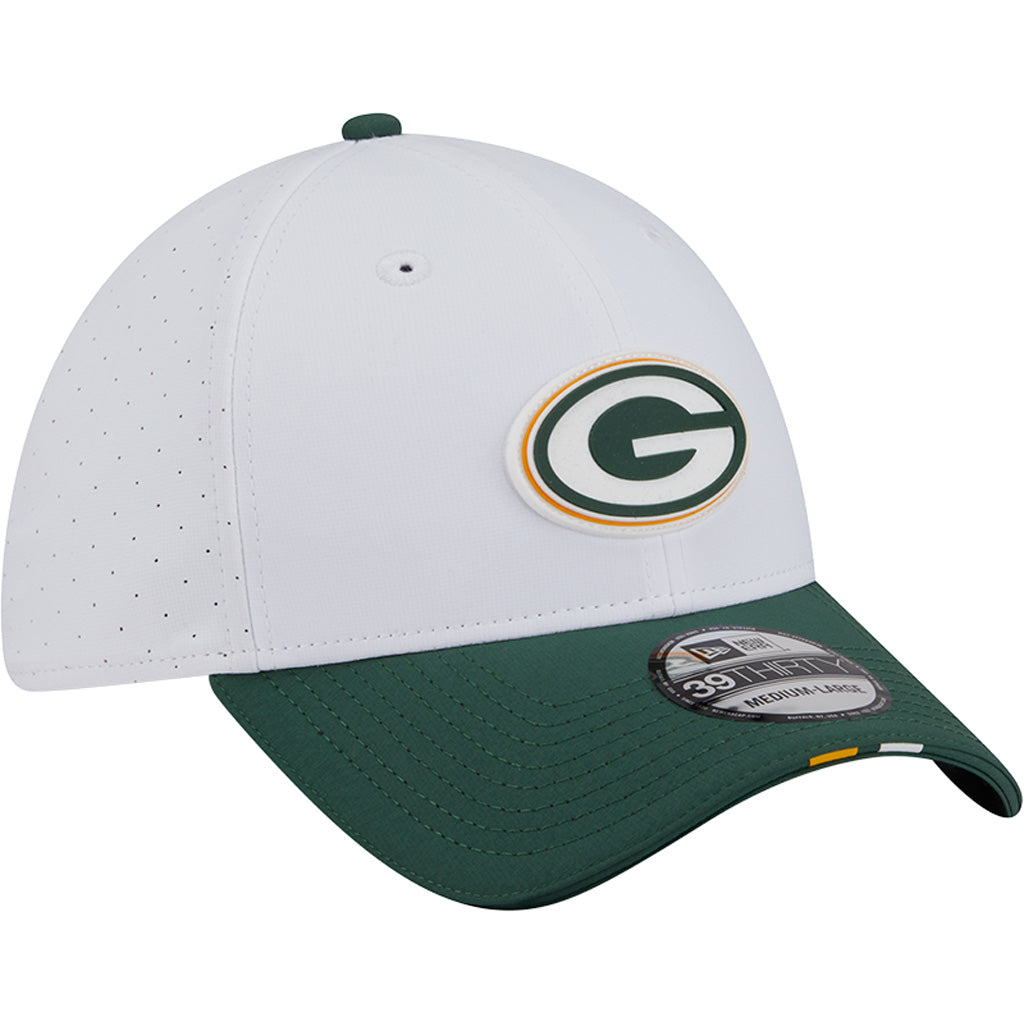 NFL Green Bay Packers New Era 2025 Training 39THIRTY Flex Fit Hat - White