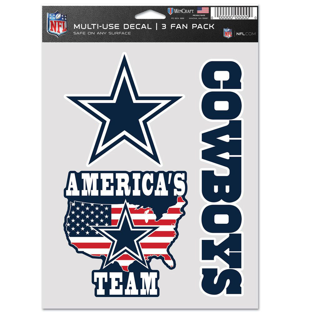 NFL Dallas Cowboys WinCraft 3-Pack Fan Decal Sheet