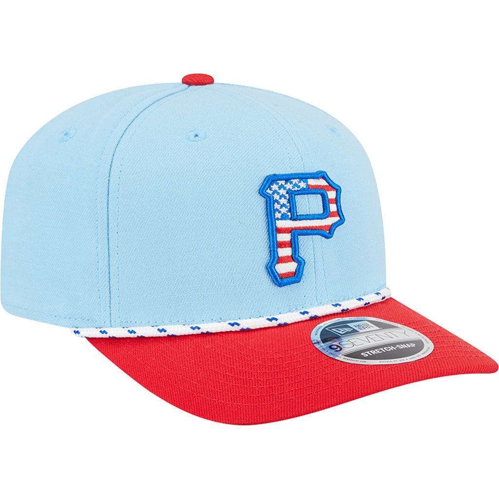 MLB Pittsburgh Pirates New Era 2025 4th of July 9SEVENTY Stretch-Snapback Hat - Light Blue