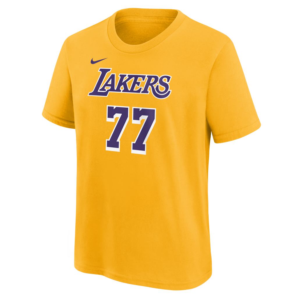 NBA Los Angeles Lakers Luka Doncic Youth Nike Icon Name & Number T-Shirt - Gold