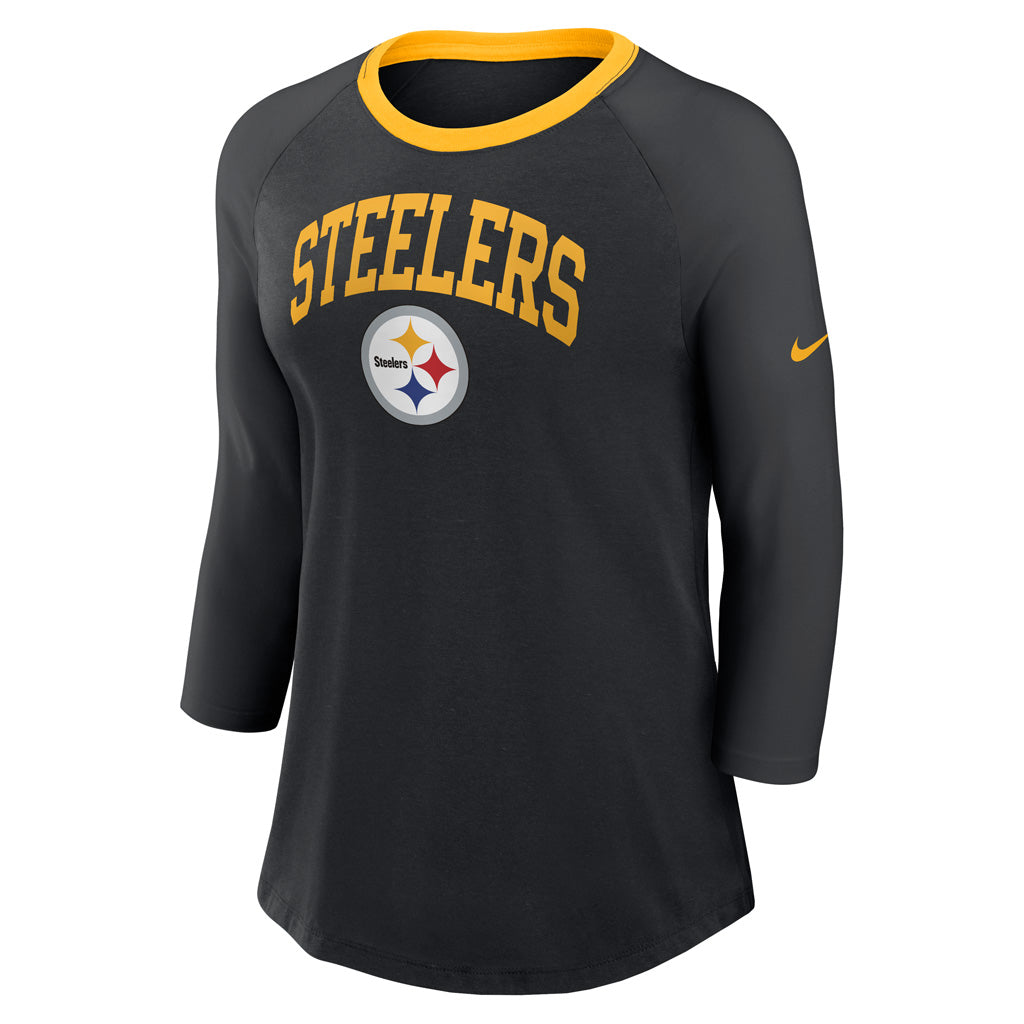 NFL Pittsburgh Steelers Women&#39;s Nike Fashion 3/4 Sleeve T-Shirt - Black
