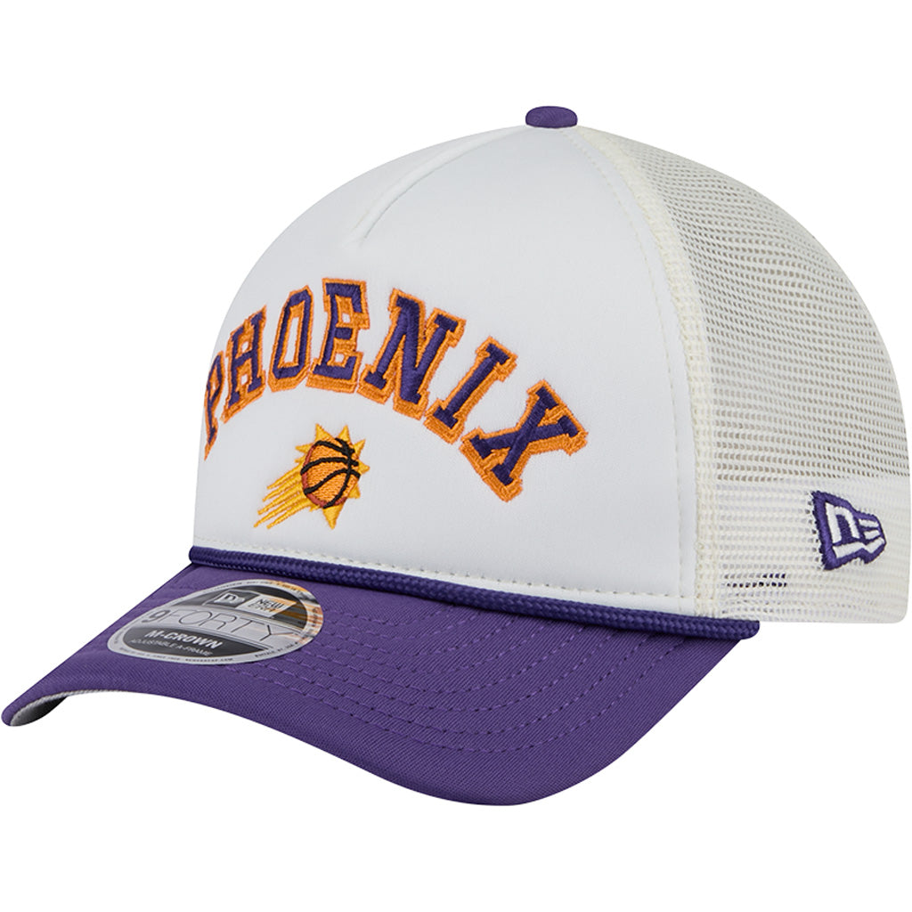 NBA Phoenix Suns New Era Arch Logo 9FORTY M-Crown Snapback Trucker Hat - Chrome