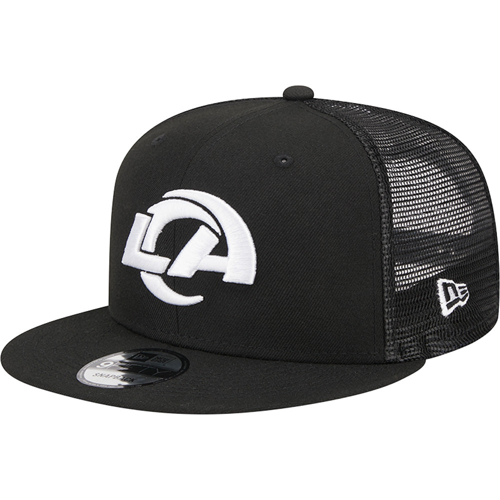 NFL Los Angeles Rams New Era Black & White 9FIFTY Snapback Trucker Hat - Black