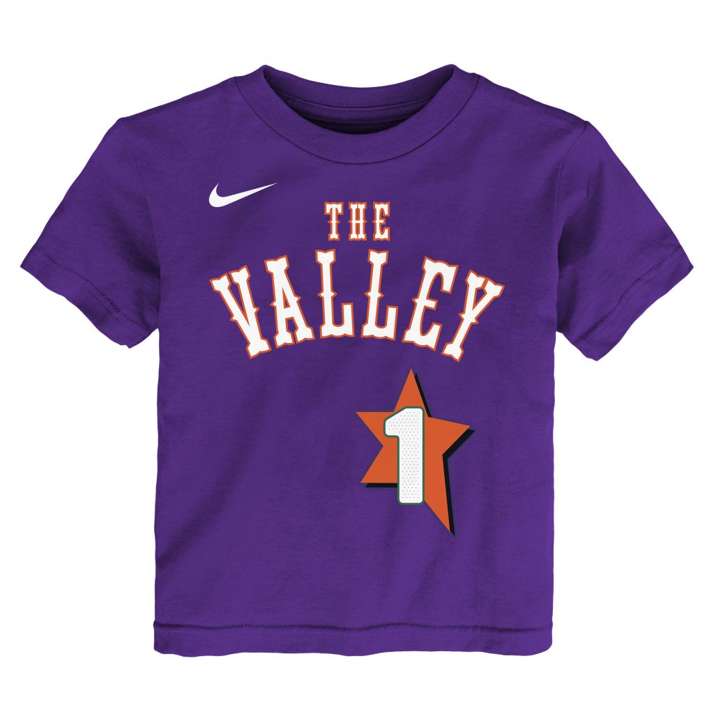 NBA Phoenix Suns Devin Booker Toddler Nike City Edition 2024/25 Name & Number T-Shirt - Purple