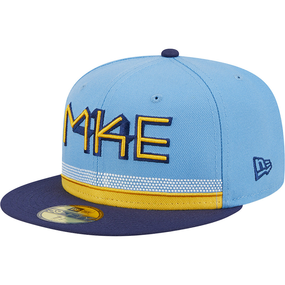 MLB Milwaukee Brewers New Era City Connect Alternate 59FIFTY Fitted Hat - Blue
