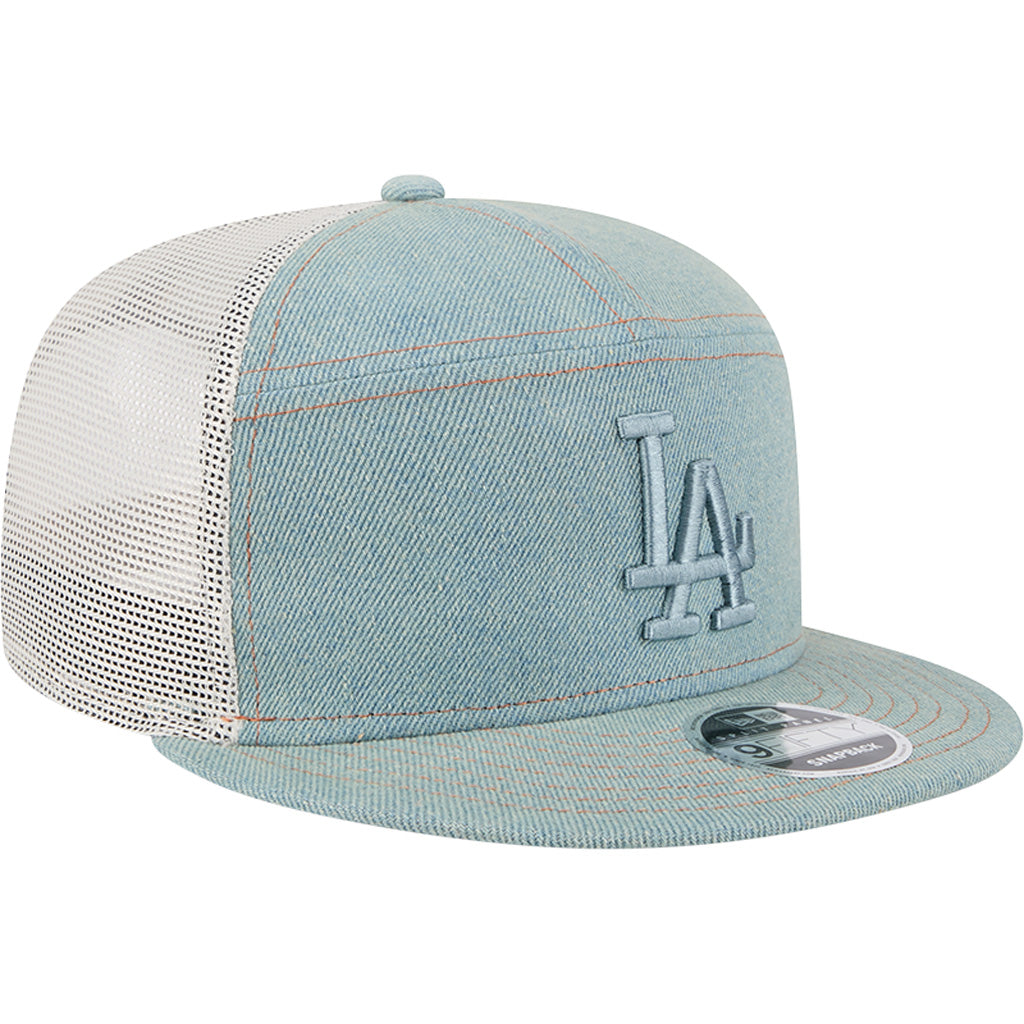 MLB Los Angeles Dodgers New Era Denim 9FIFTY Split Panel Snapback Trucker Hat - Navy
