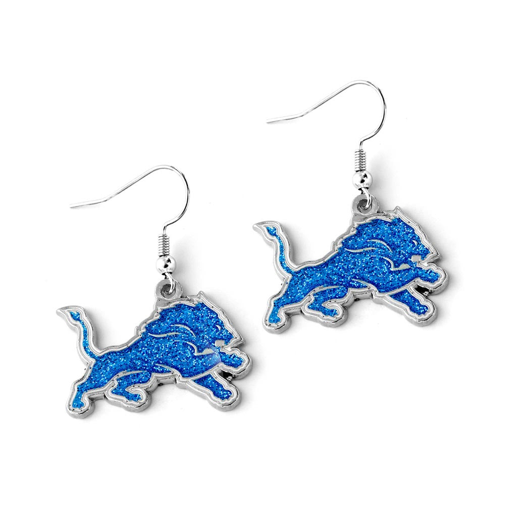 NFL Detroit Lions Aminco Glitter Dazzler Logo Earrings - Blue